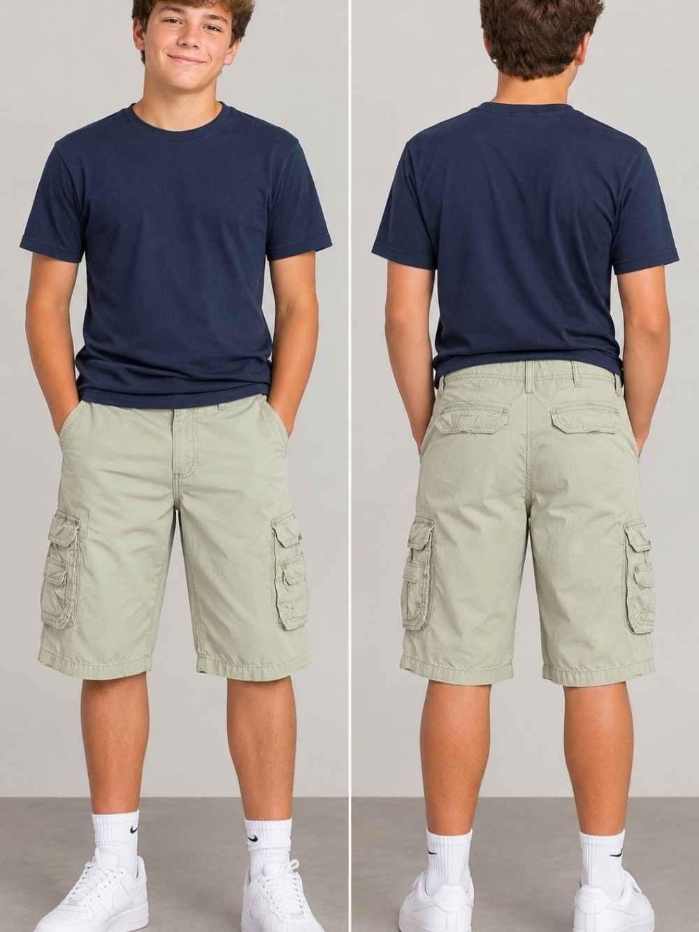 Boy's Cargo Shorts in Light Khaki - Classic Summer Staple